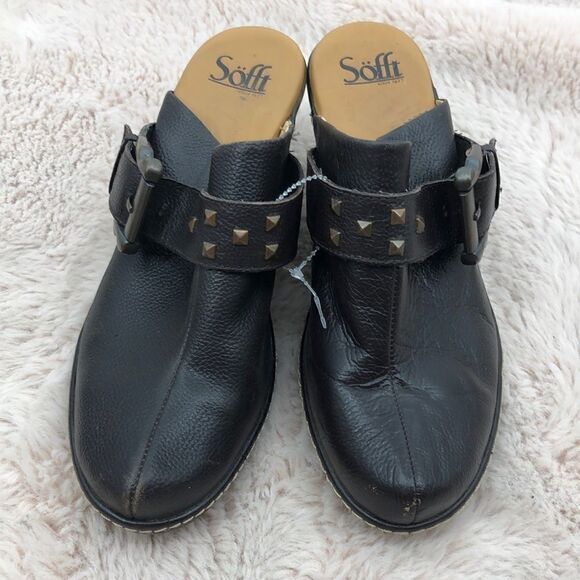 Sofft dark brown leather one buckle 3.5” heel - Picture 1 of 9